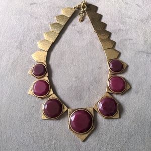 Reversible, Gold tone necklace with Berry colored beads